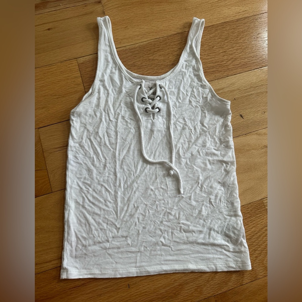 American Eagle Outfitters white Soft & Sexy Tie Front Sleeveless Tank Top